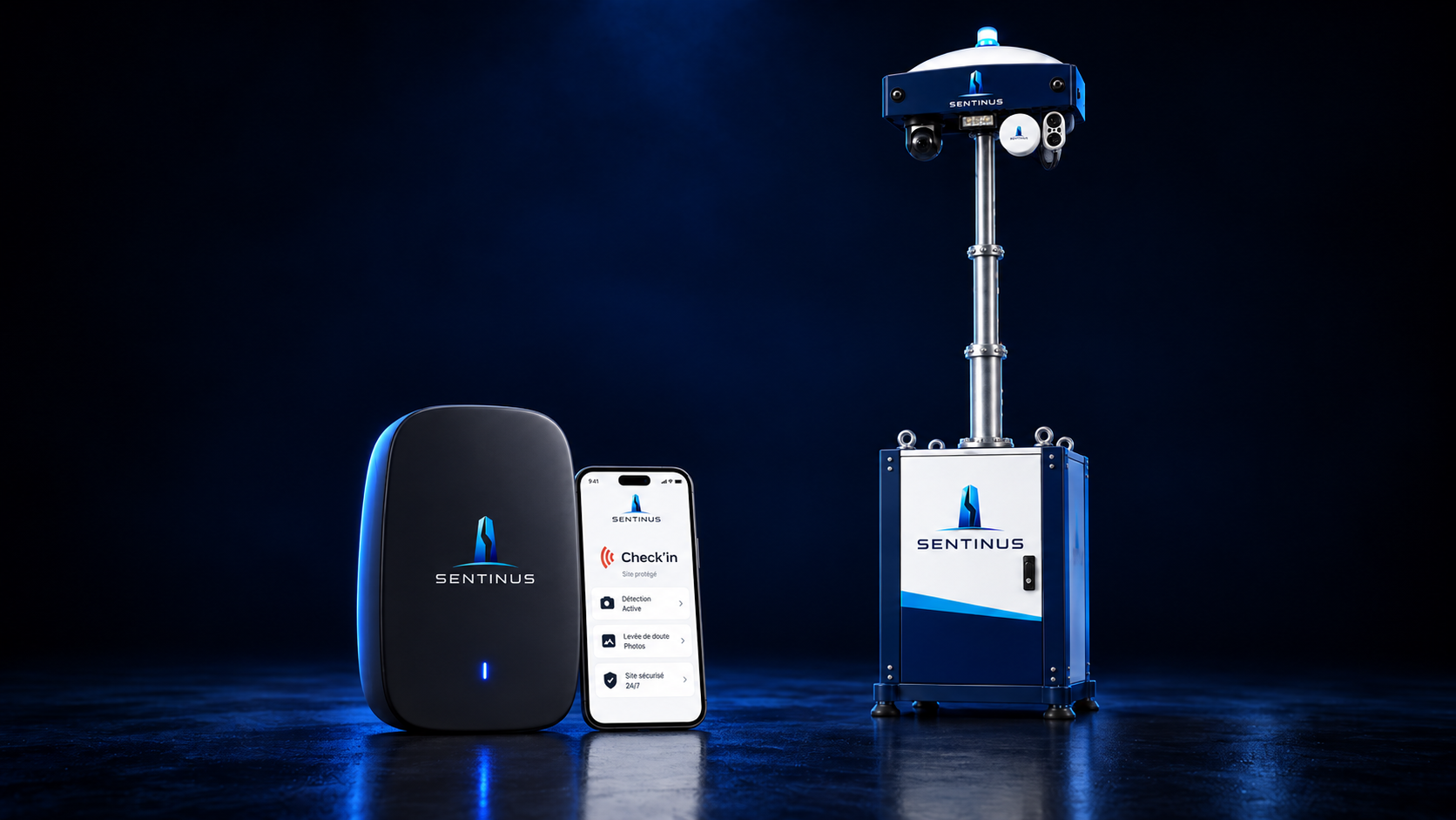 Solution de surveillance Sentinus avec borne autonome et application mobile